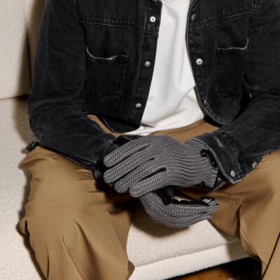 gants homme en laine gris