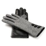 napoFELT (black/grey) - Women’s gloves with lining made of lamb nappa leather