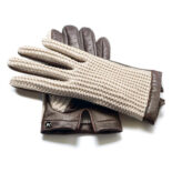 napoCROCHET (brown/beige) - Men’s driving gloves without lining made of lamb nappa leather