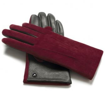 napoROSE (black/wine) - Women’s gloves with lining made of lamb nappa leather