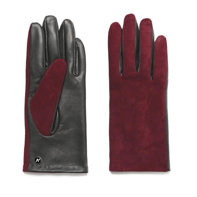 napoROSE (black/wine) - Women’s gloves with lining made of lamb nappa leather #2