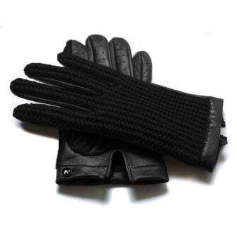 napoCROCHET (black) - Men’s driving gloves without lining made of lamb nappa leather