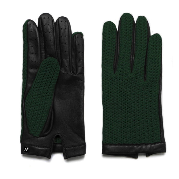 napoCROCHET (black/green) - Men’s driving gloves without lining made of lamb nappa leather #2