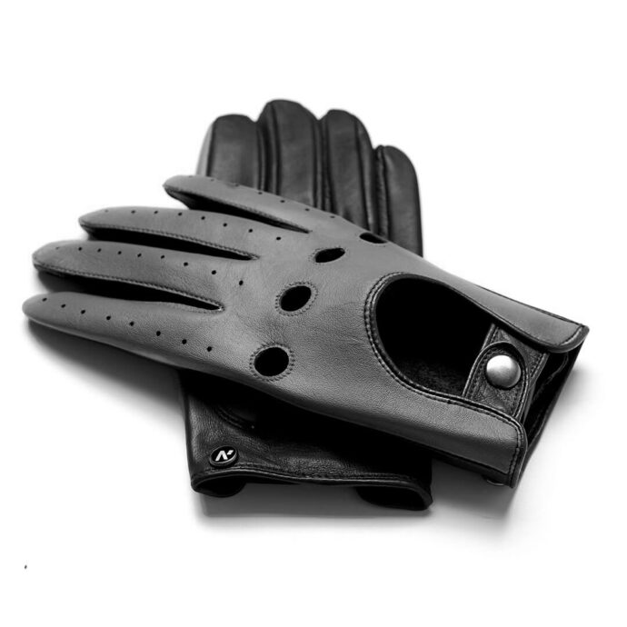 napoDRIVE (black/grey) - Men’s driving gloves without lining made of lamb nappa leather