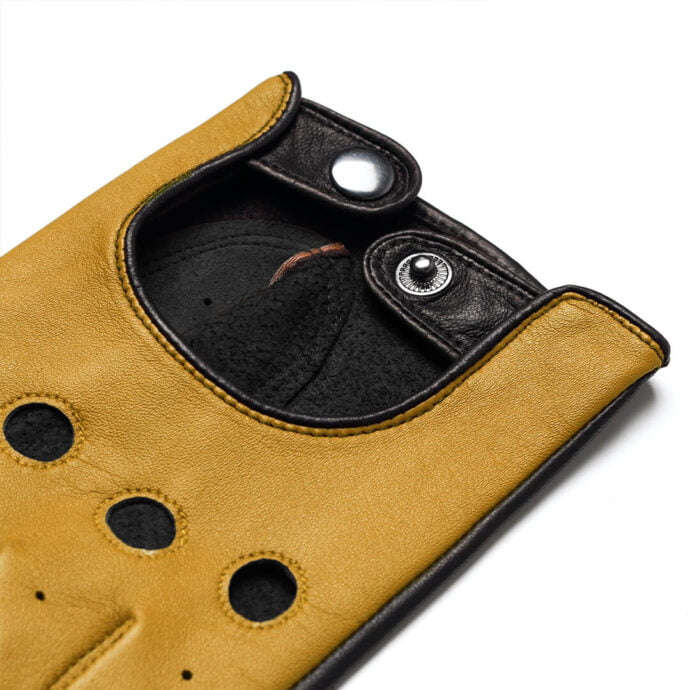 napoDRIVE (brown/yellow) - Men’s driving gloves without lining made of lamb nappa leather #3