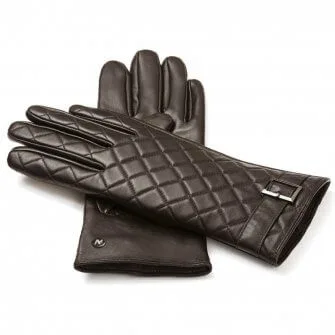 napoELEGANT (brown) - Women’s gloves with lining made of lamb nappa leather