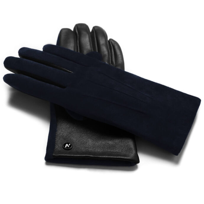 napoROSE (black/dark blue) - Women’s gloves with lining made of lamb nappa leather