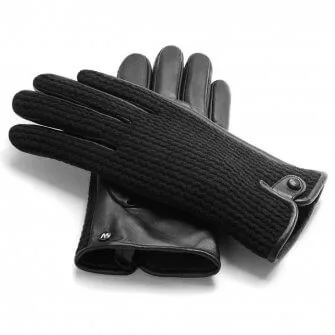 napoWOOL (black) - Men’s gloves with lining made of lamb nappa leather