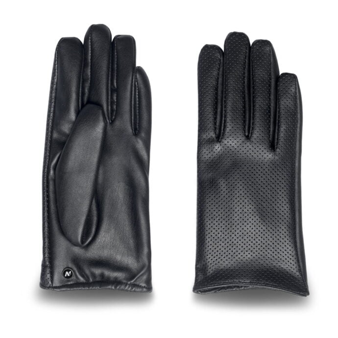 gants noirs pour femmes en cuir écologique