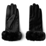 gants en cuir noir pour femmes