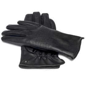 gants en cuir écologique noir