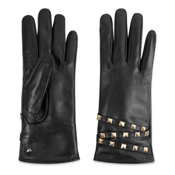 gants noirs pour femmes avec clous
