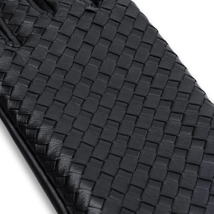 gants pour dames en cuir tressé