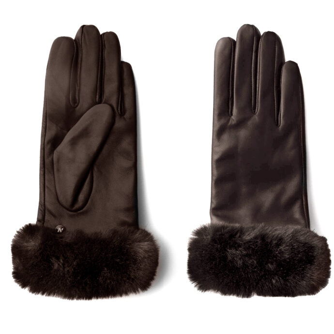gants bruns avec fourrure