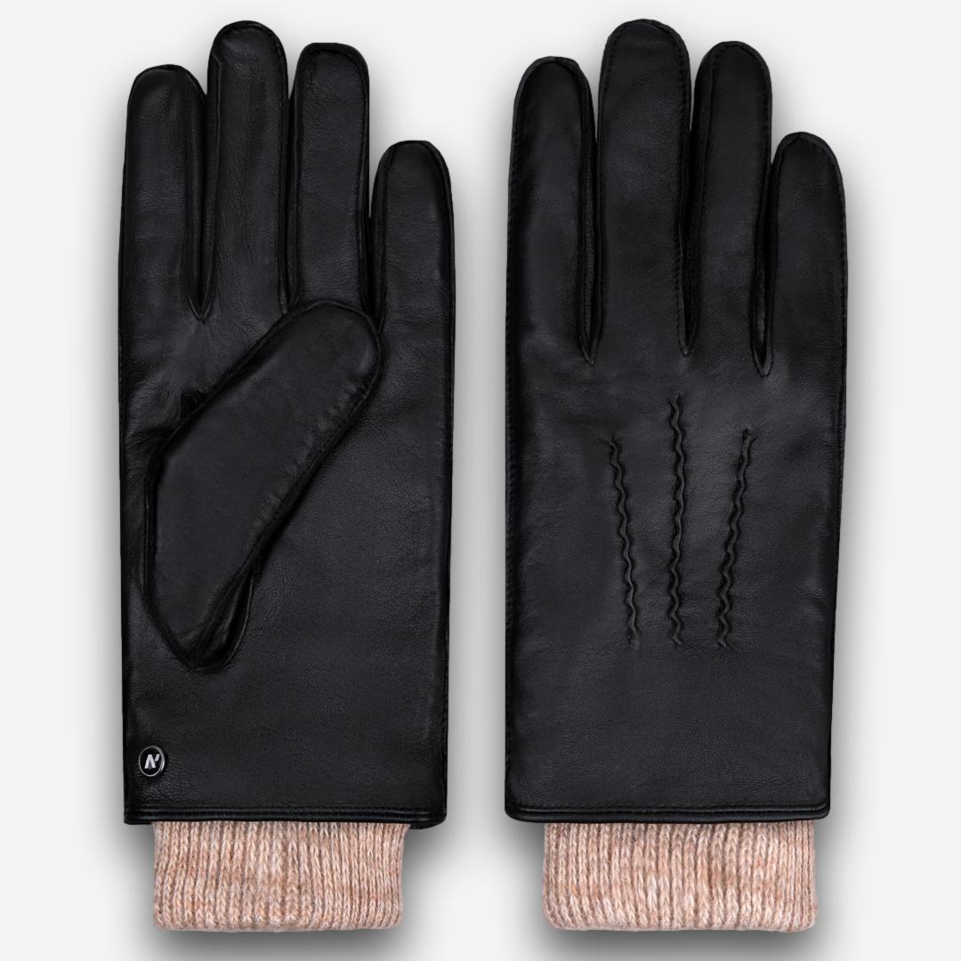 gants en cuir pour hommes nori avec manches