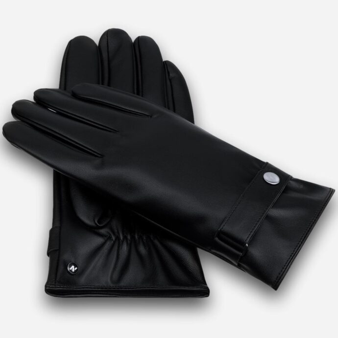 gants noirs en cuir écologique