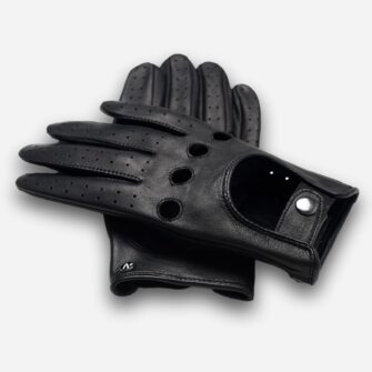 gants de voiture en cuir noir pour hommes