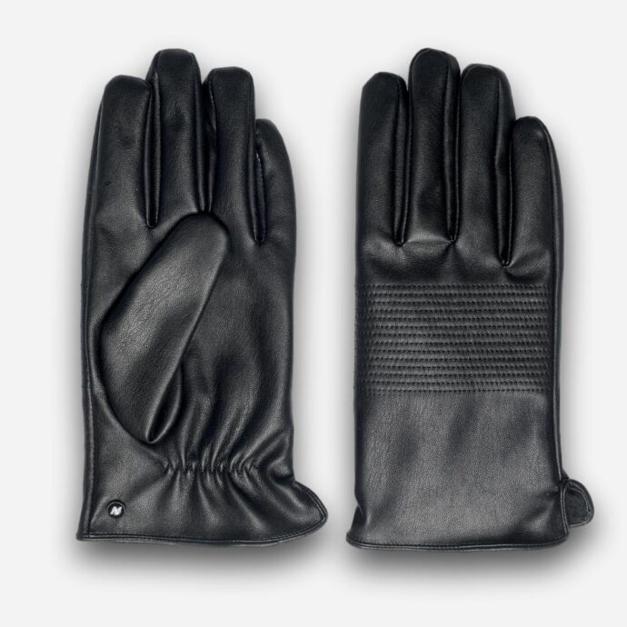 gants noirs pour hommes en cuir écologique