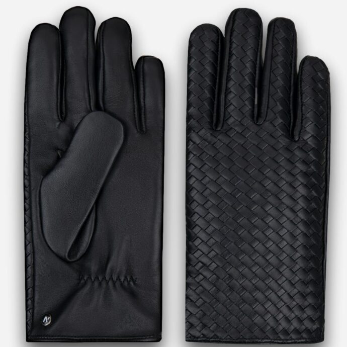 gants tressés en cuir écologique pour femmes