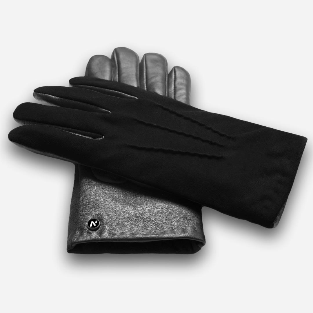 gants en daim noir pour hommes