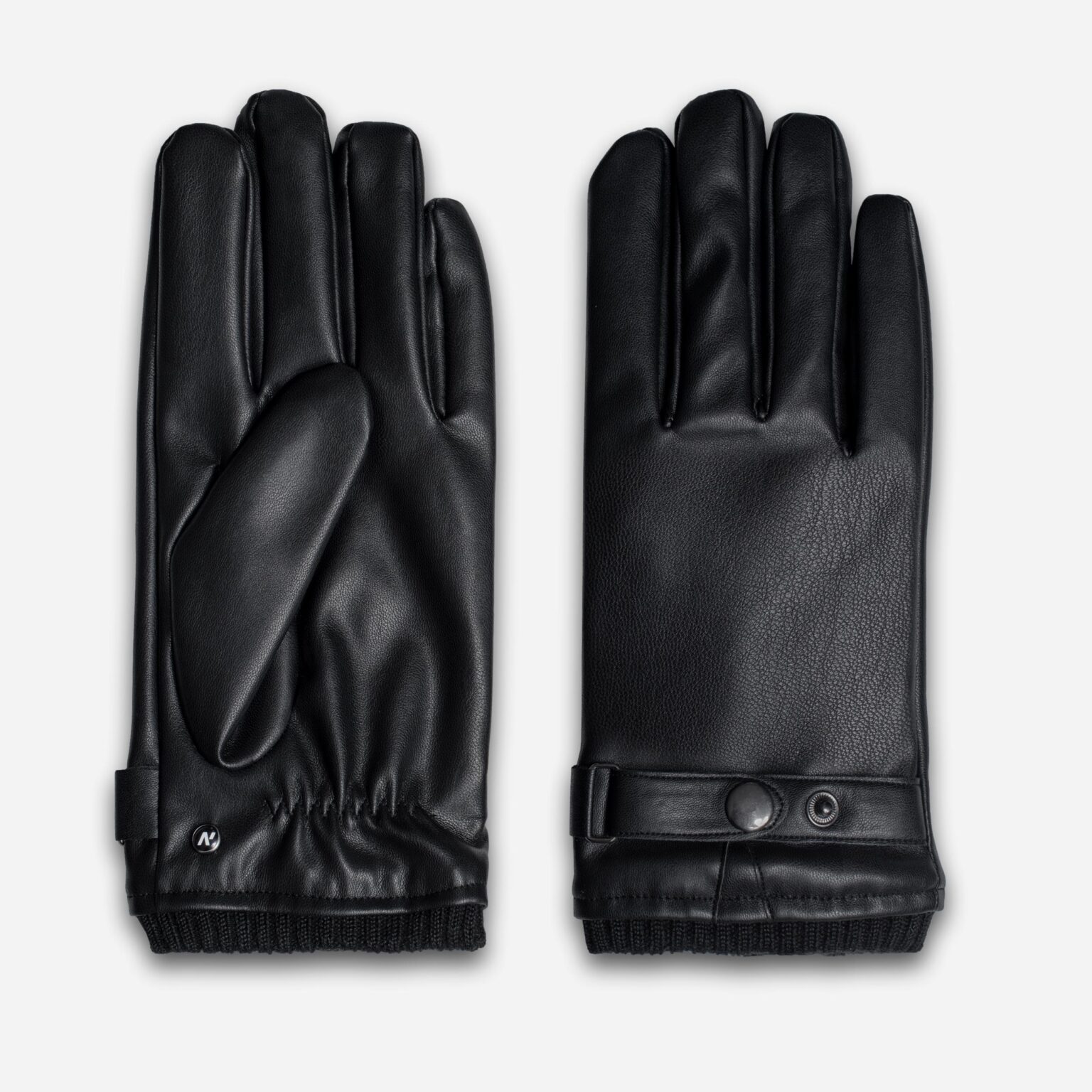 gants en cuir écologique noir pour hommes