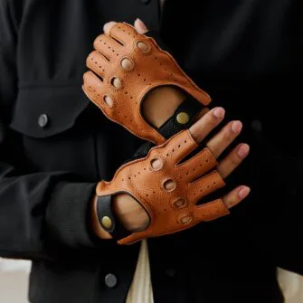 gants sans doigts pour femmes marron clair