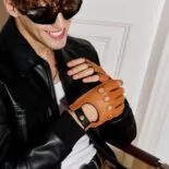 Gants sans doigts marron clair pour hommes